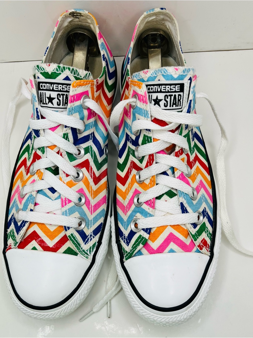 Converse All Star Shoes Colorful Chevron Striped Lace Up Sneakers Size M7-W9